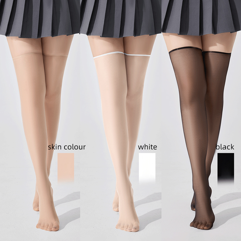 Thigh High Sock Stay Up - Kave 3 Çift Naylon Şeffaf Uyluk